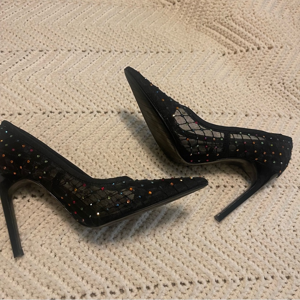 Zara multicolor black mesh point women heels